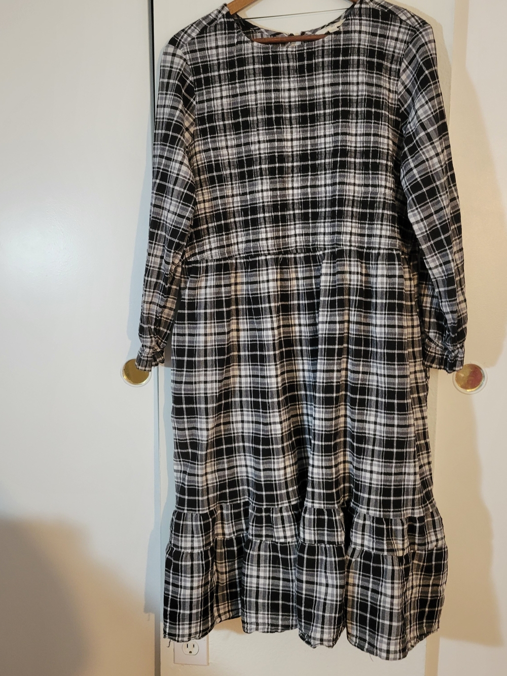 Terra & Sky Black and White Plaid Dress